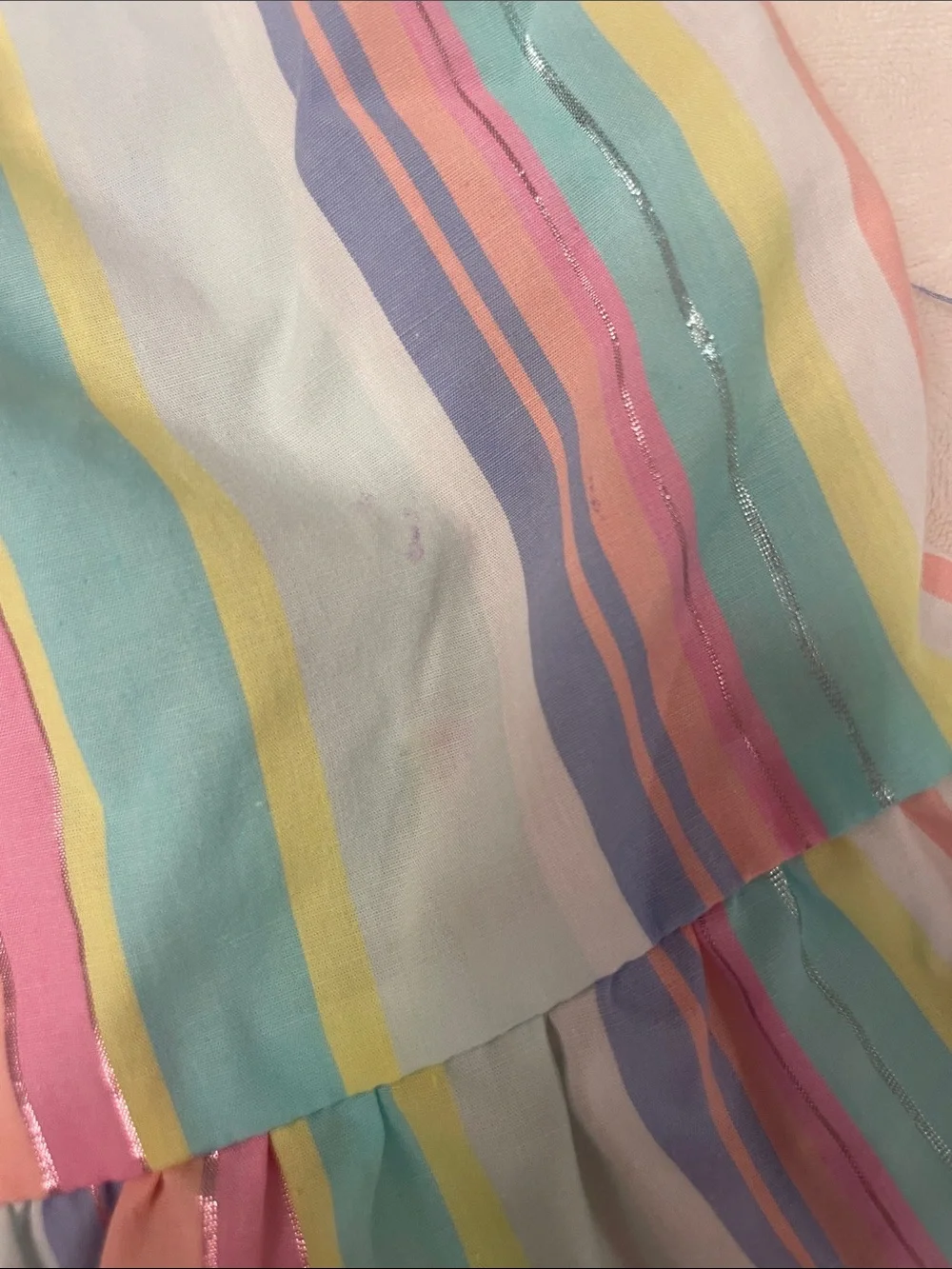 Penelope Mack Pastel Multi-Stripe Button-Up Tiered Dress